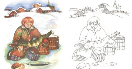 Сказка по щучьему велению раскраска