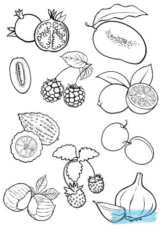 Фрукты. Раскраска для малышей