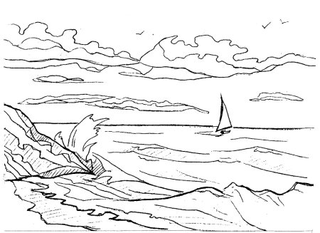 Море раскраска для детей