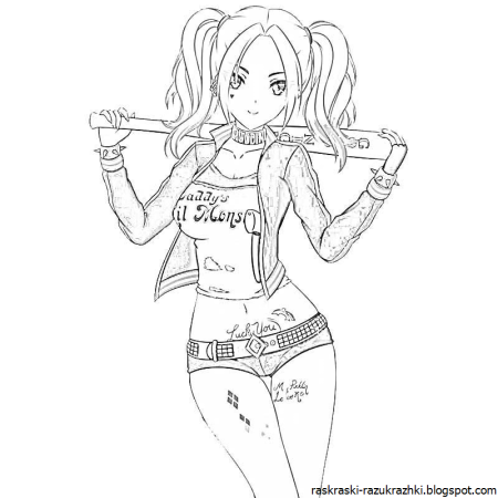 Харли Квинн раскраска