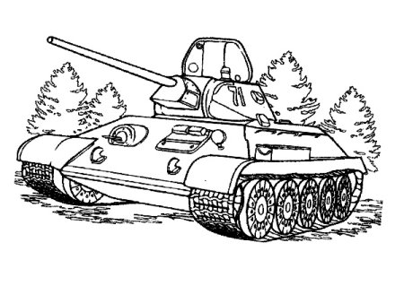 Раскраска танка т-34 для детей