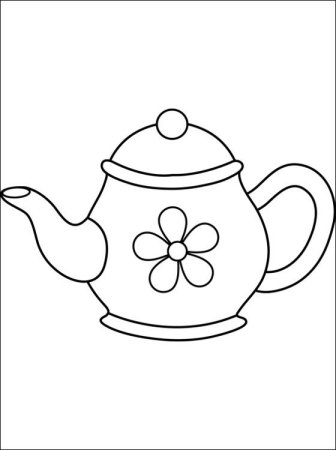 Раскраска чайник и чашка для детей