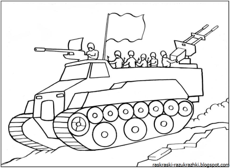 Раскраска танк т34 Военная техника для детей