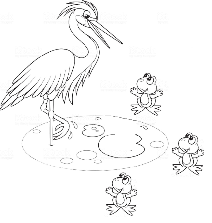 Цапля рисунок карандашом