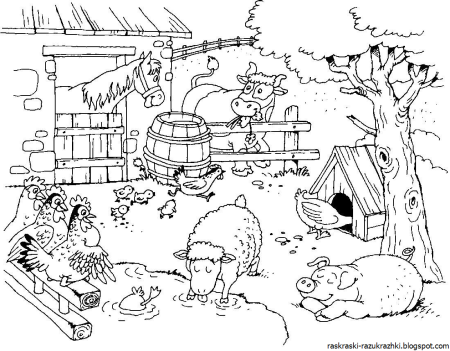 Деревня раскраска для детей