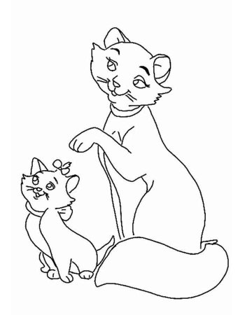Раскраска кошка с котятами