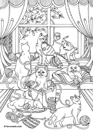 Кошка на окошке раскраска