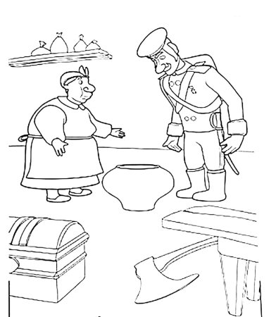 Раскраска к сказке каша из топора