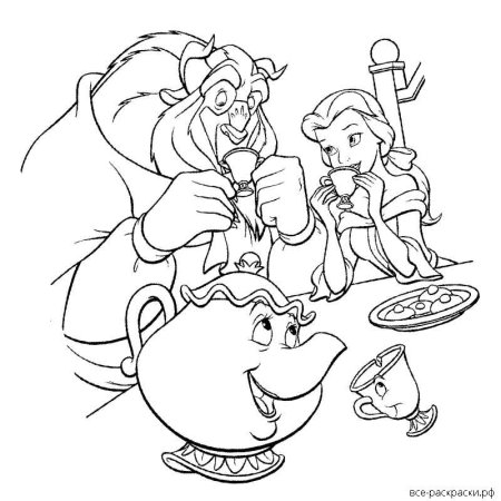Раскраска Белль красавица и чудовище