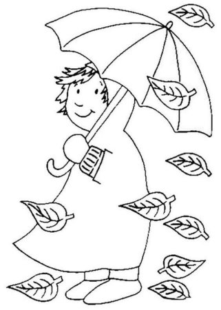 Девочка под зонтом раскраска