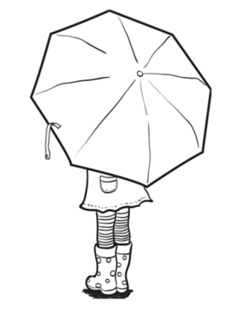 Дети под зонтиком раскраска