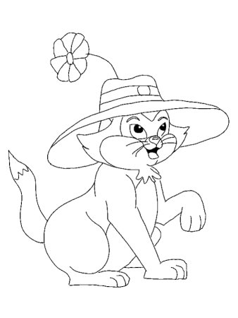 Кот в шляпе раскраска