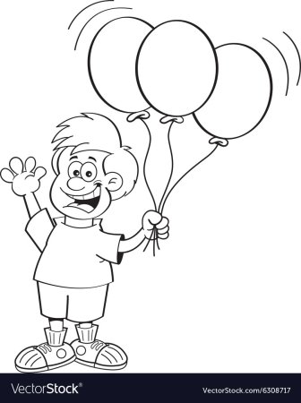 Мальчик с шарами раскраска