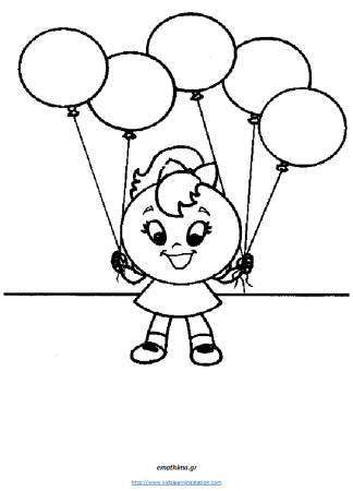 Девочка с шариками раскраска