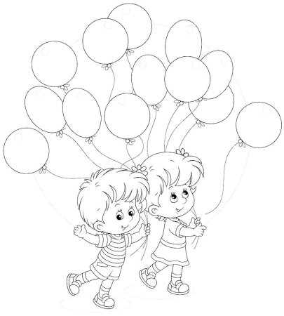 Мальчик с шариками раскраска