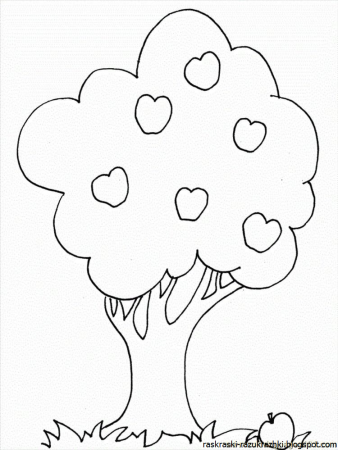 Дерево яблоня raskraska