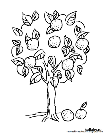 Фруктовые деревья раскраска для детей