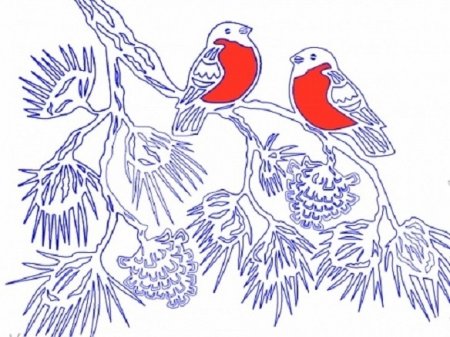 Снегирь на ветке раскраска