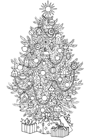 Раскраска елочка Новогодняя