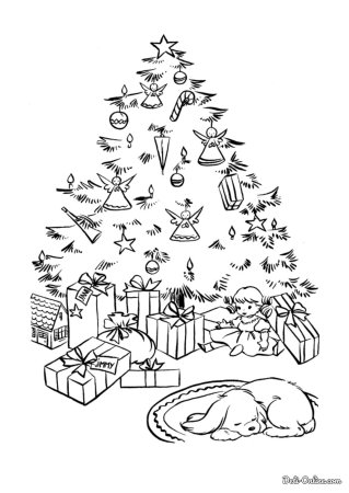 Елка раскраска