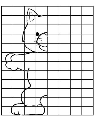 Сложные дорисовки для детей по клеточкам