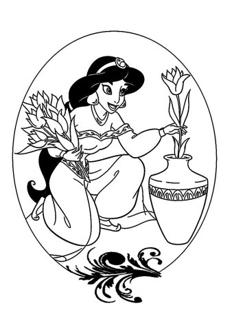 Раскраски принцессы Диснея Жасмин