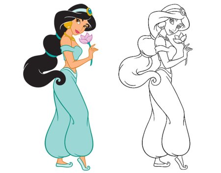 Раскраски принцессы Диснея Жасмин