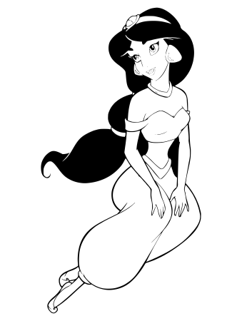 Раскраска алладин и Жасмин на ковре