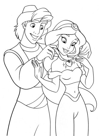 Раскраска принцесса Жасмин и алладин
