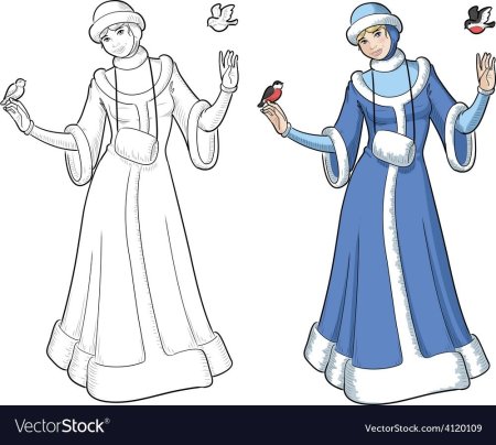 Снегурочка раскраска красивая сложная