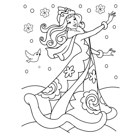 Снегурочка чб рисунок легко