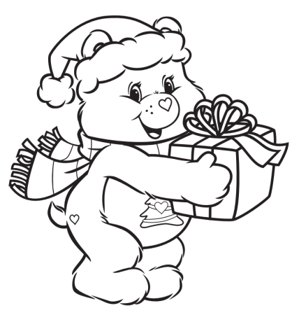 Раскраска Медвежонок с подарком