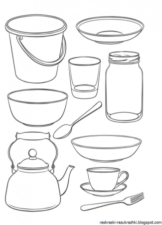 Посуда раскраска для детей