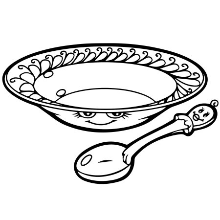 Раскраски для малышей посуда