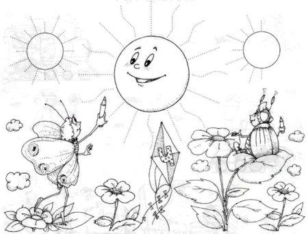 Раскраска Солнечный день для детей