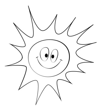Раскраска солнце с лучами и облаками