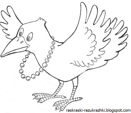Ворона раскраска для детей