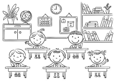 Школьный класс раскраска для детей