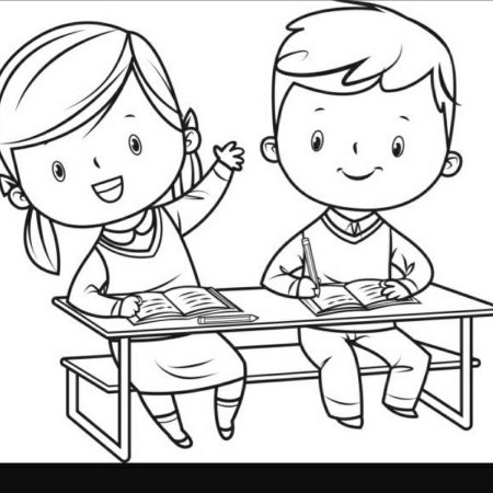 Школьник рисунок черно белый