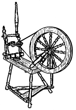 Прялка с колесом вектор