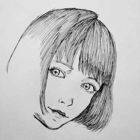 Скетч девочки с каре