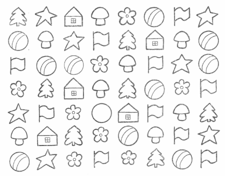 Найди и раскрась одинаковые предметы