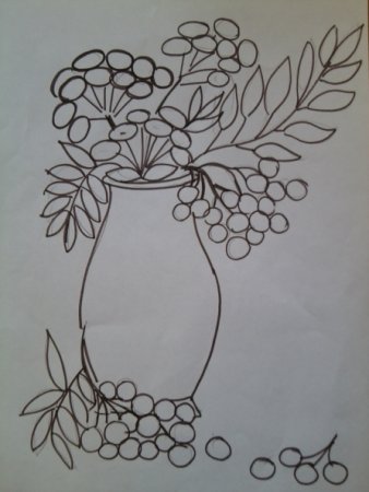 Осенний букет в вазе карандашом