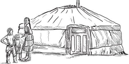 Юрта карандашом