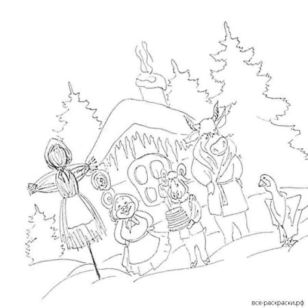Масленица рисунок раскраска