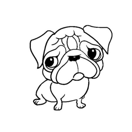 Раскраски с собаками породы Мопс