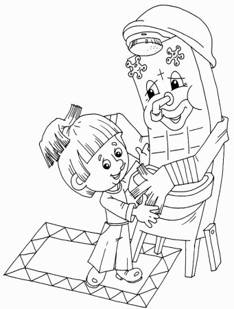 Сказки Чуковского картинки раскраски Мойдодыр