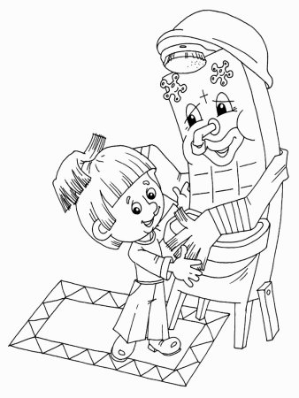 Мальчик Грязнуля Мойдодыр раскраска