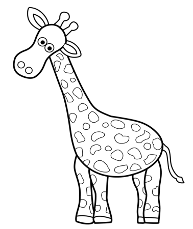 Жираф раскраска для детей на прозрачном фоне
