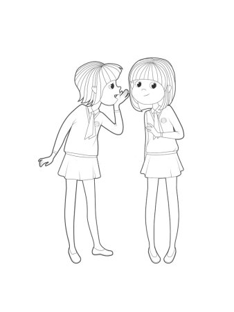 Раскраска девочки подружки маленькие